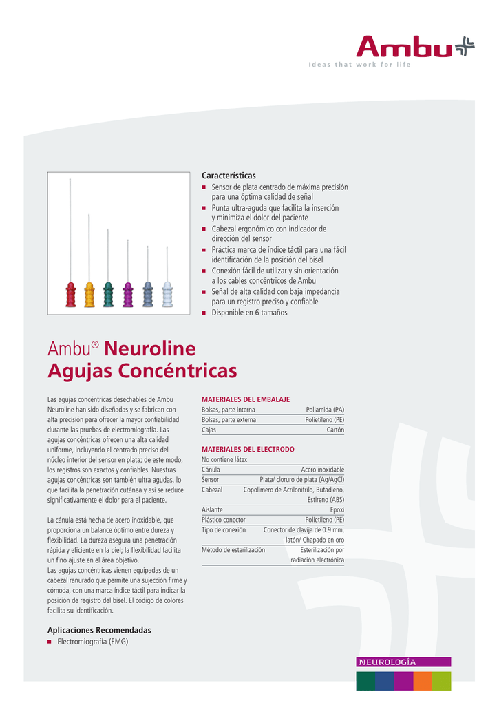 Aguja Concentrica / AMBU Neuroline / 38x0.45mm / 26G / Verde / Caja 25 uds.
