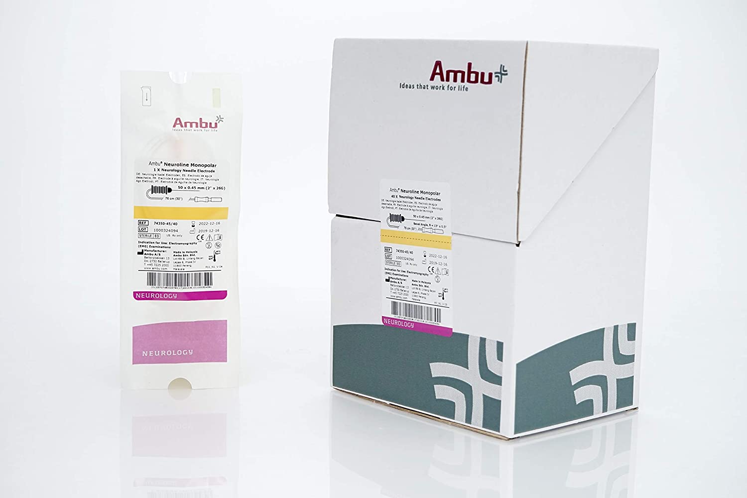Aguja Monopolar / AMBU Neuroline / 38x0.36mm / 28G / Verde Claro / Caja 40 uds.